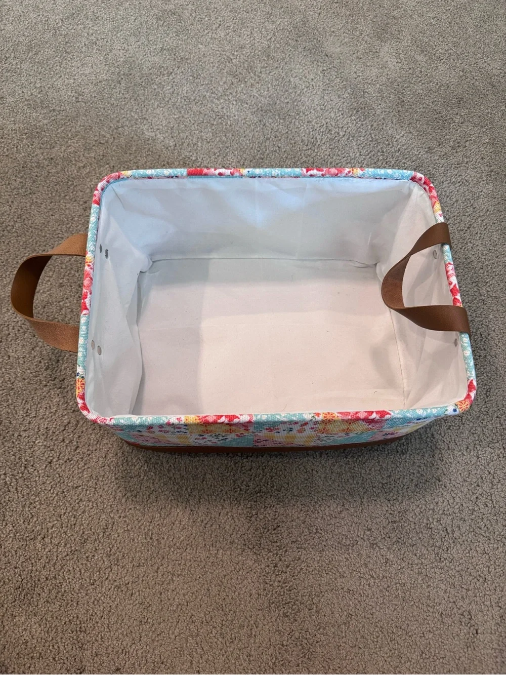 Pioneer Woman Basket Patchwork Medley with Handles EUC
